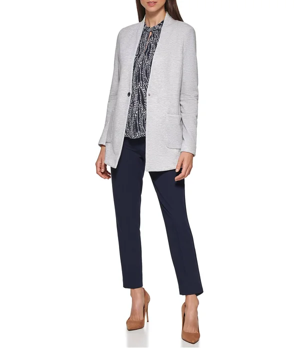 Tommy Hilfiger Knit One Button Blazer - Grey Heather - Size 14