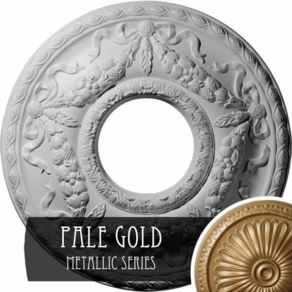 22 1/8x22OD x 7 1/4x22ID x 1 3/4x22P Hurley Ceiling Medallion (pale Gold)