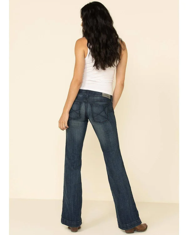 Ariat Women's Trouser Mid Rise Stretch Outseam Ella Wide Leg Jean