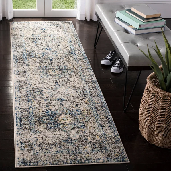 Safavieh Madison Snowflake Boho Distressed Medallion Rug - 2&3x22 x 14& Runner - Turquoise/Ivory