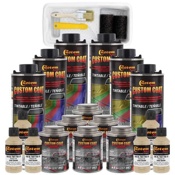 Custom Coat 30277 Sand Brown T95 Urethane Roll-On - Brush-On or Spray-On Truck Bed Liner, 1.5 Gallon Kit with Roller Applicator K