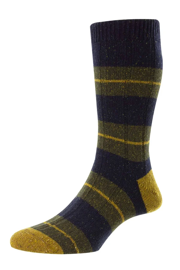 Pantherella Merino Wool Men's Dress Socks - Navy Fleck - Large (US 10.5-12)