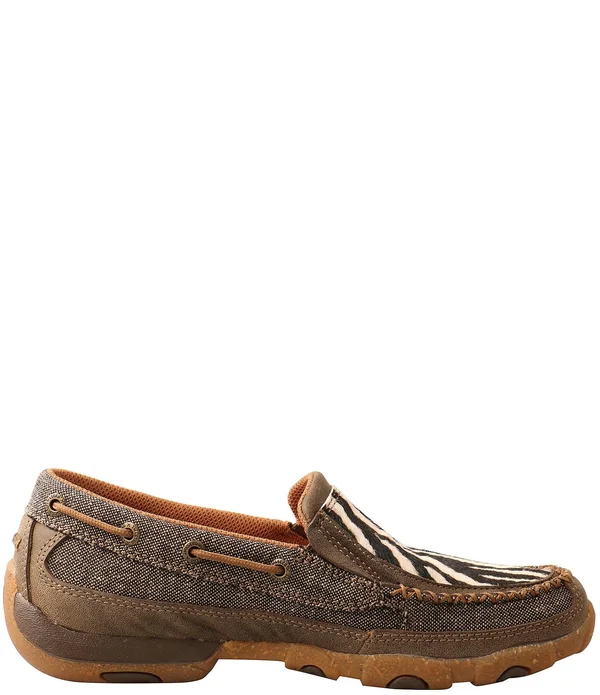 Twisted x Women's Slip-On Driving Moc - Bomber, White & Black