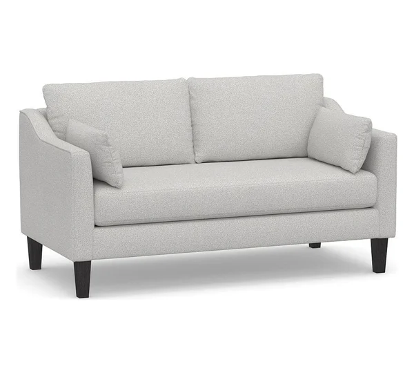 Ingrid Upholstered Settee, Polyester Wrapped Cushions, Park Weave Ash