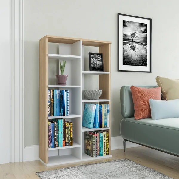 Keota Modern Bookcase - Oak - 48.66'' H x 28.35'' W x 9.84'' D