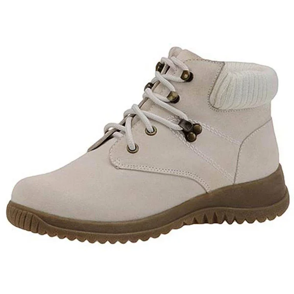Wanderlust Womens Boston Leather Closed Toe Ankle Cold Weather Boots - Winter White/Suede, 9