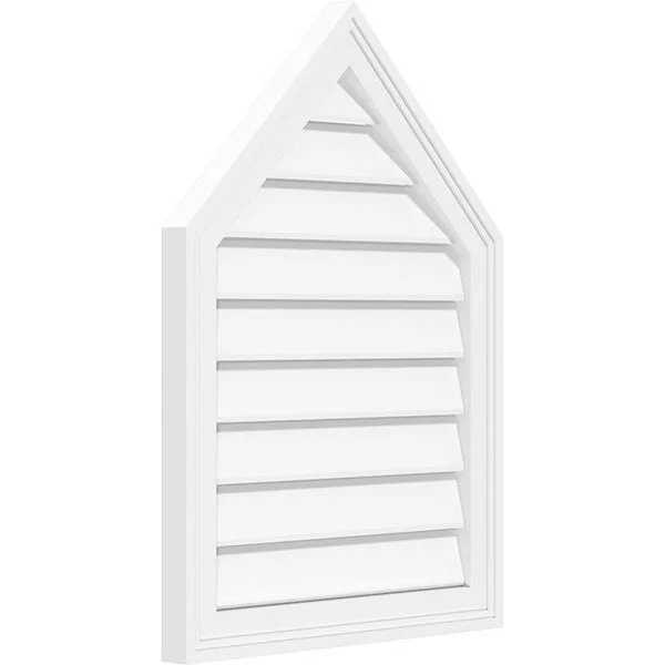 Ekena Millwork GVPPE30X3402SF-06 30x22W x 34x22H Peaked Top Surface Mount PVC Gable Vent 6/12 Pitch: Functional, w/ 2x22W x 1-1