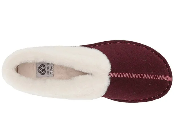 Clarks Women's Step Flow Low Fur Lined Slipper - Size: 7, Maroon Felt