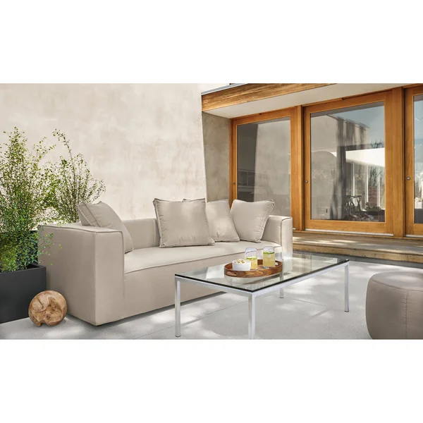 Room & Board - Modern Parsons Outdoor Coffee Table w/ 1x22 Leg 18d 18W 16h in Orange, Orange Recycled HDPE Top w/ Ocean Blu