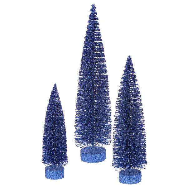 12x22-16x22-20x22 Blue Glitter Oval Tree Set - Vickerman