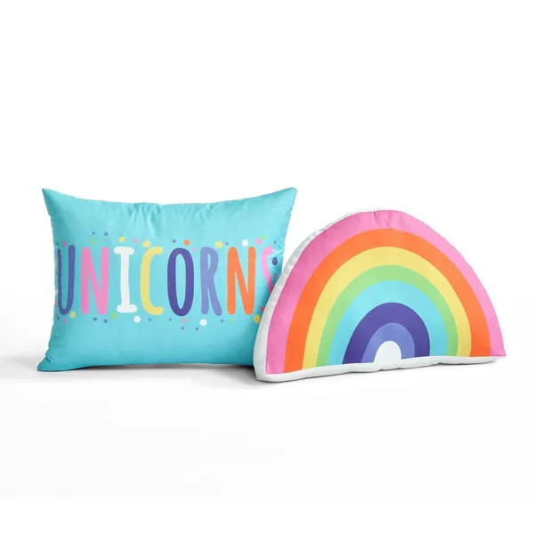 Lush Decor Unicorn Rainbow 4 Piece Quilt Set - Twin, White