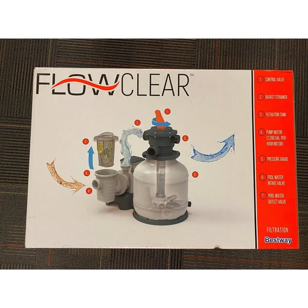 Bestway 58500E Flowclear 9, 800 L Pump Sand Filter, White/Gray