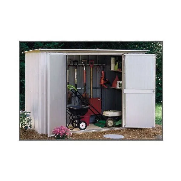 Arrow Pent Roof Garden Shed - Eggshell/Taupe, 8 x 3 ft.