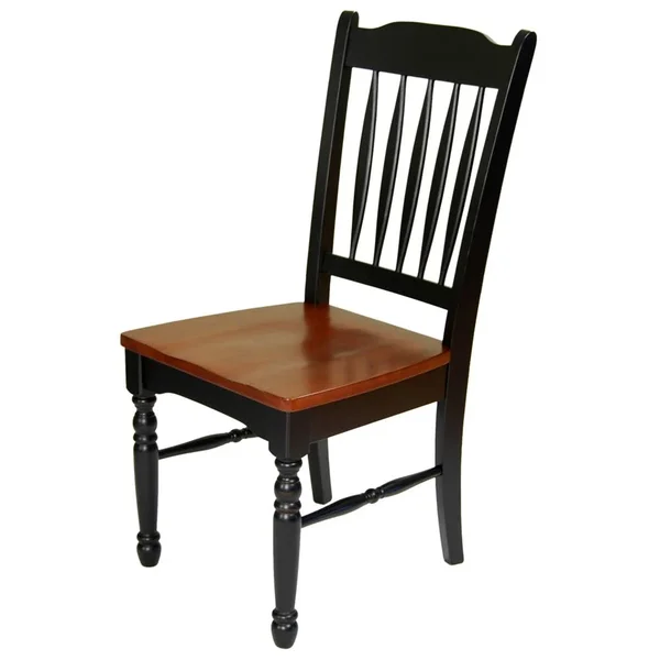 A-America British Isles Slatback Side Chair, Oak-Black Finish, Set of 2