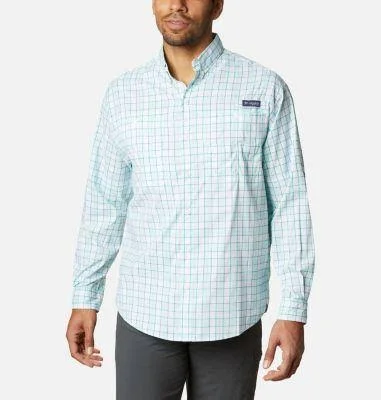 Columbia Men's PFG Super Tamiami Long Sleeve Shirt, Medium, Cool Grey Small Check