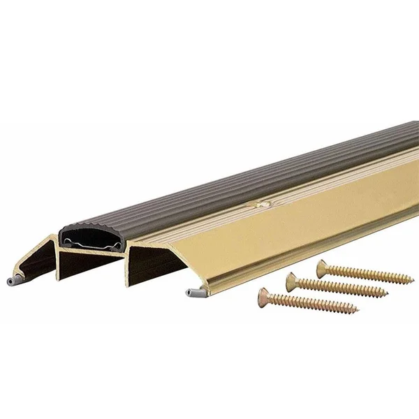 M-D Building Products Deluxe High 3-3/4 in. x 25-1/2 in. Aluminum Threshold with Vinyl Seal - Brite Gold