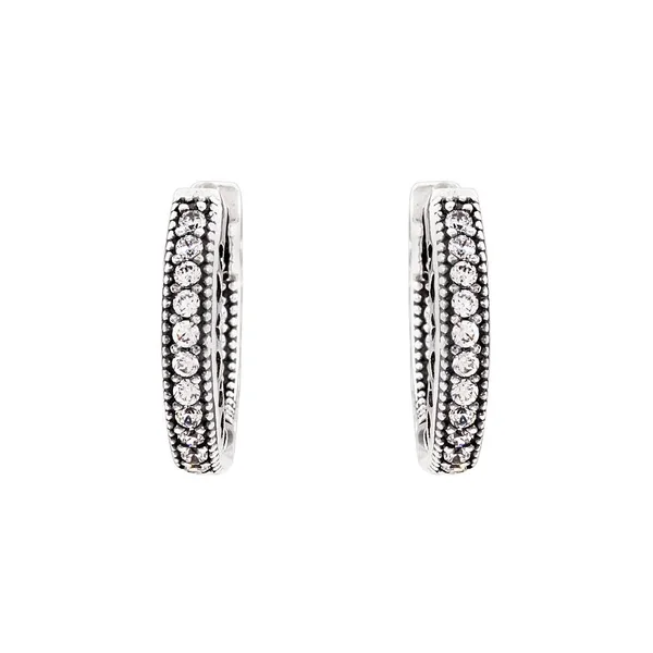 Pandora Hearts of Pandora Silver Hoop Earrings with CZ 296317CZ