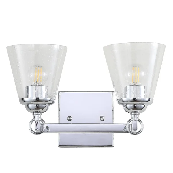 Jonathan Y Marion 12.75 in. 2-Light Hurricane Metal/Glass Chrome Vanity Light