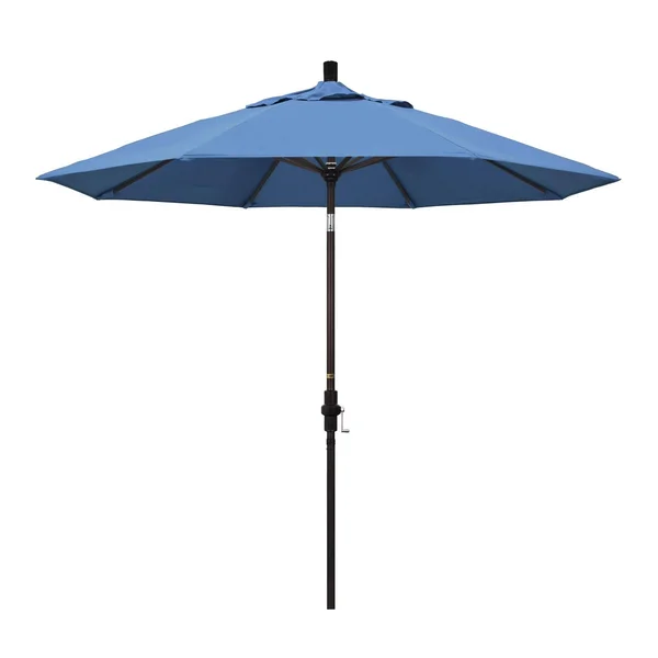 California Umbrella 9 ft. Olefin Aluminum Single Vent Tilt Market Umbrella Frost Blue