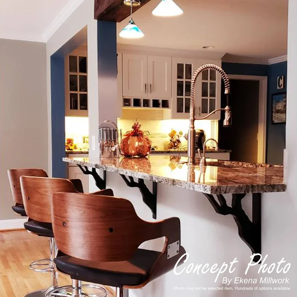 Ekena Millwork BKTM01X12X15SED 1.5 x 12 x 15 in. Edwards Wrought Iron Bracket - Single Center Brace Powder Coated Black
