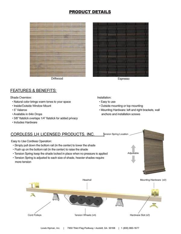 Radiance Cordless Driftwood Roman Shade - 39x64