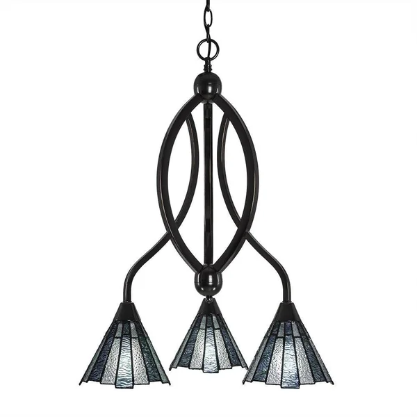 Toltec Lighting-263-BC-9325-Bow - Three Light Chandelier Black Copper