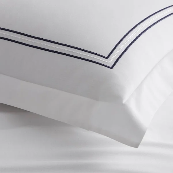The Company Store Dorset Stripe Legends Hotel Blue Embroidered 600-Thread Count Egyptian Cotton Sateen Oversized King Duvet Cove