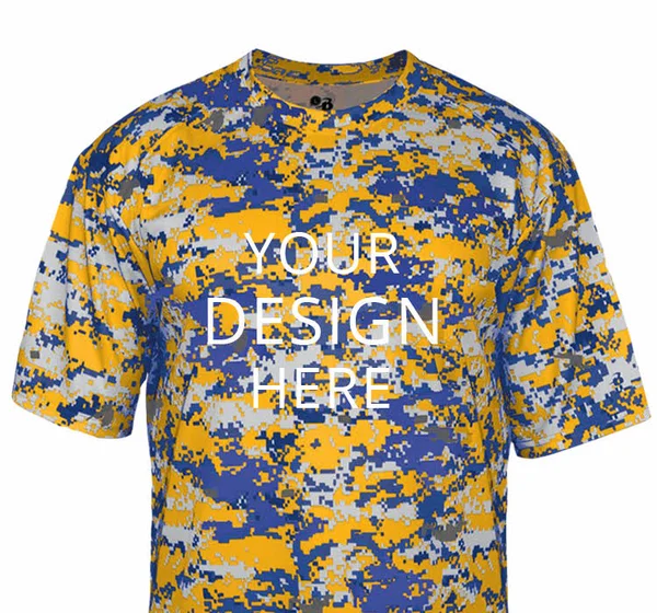 Custom Printed Badger Sports Badger B-Core Digital Tee, Size: XL, Royal/gold/digital