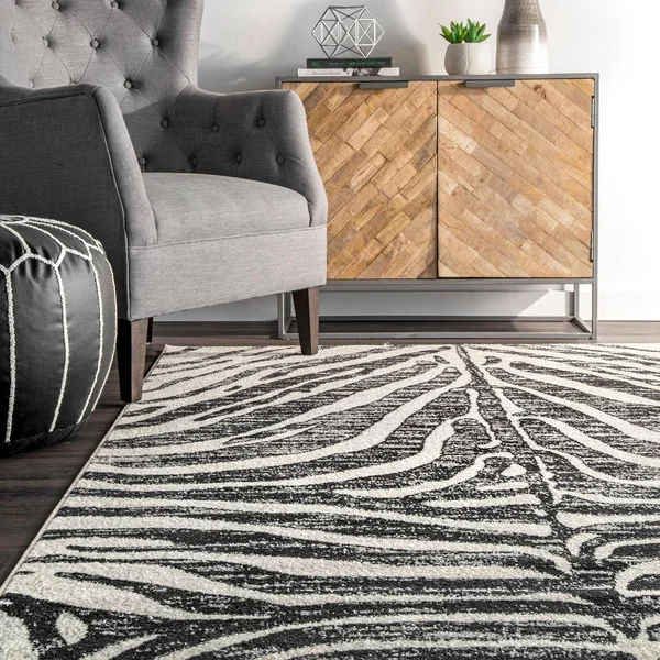nuLOOM Royal Zebra Stripes Black 8 ft. x 10 ft. Area Rug