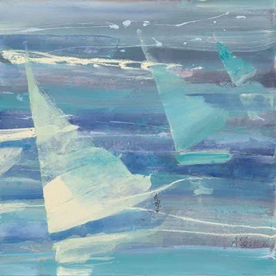 Framed Canvas Art (White Floating Frame) - Summer Sail II by Albena Hristova ( transportation > by Water > Boats > S