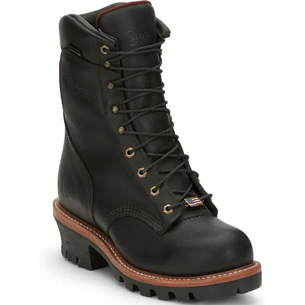 Chippewa Men's 9 Steel-Toe Waterproof Logger Boots - Black (7.5)