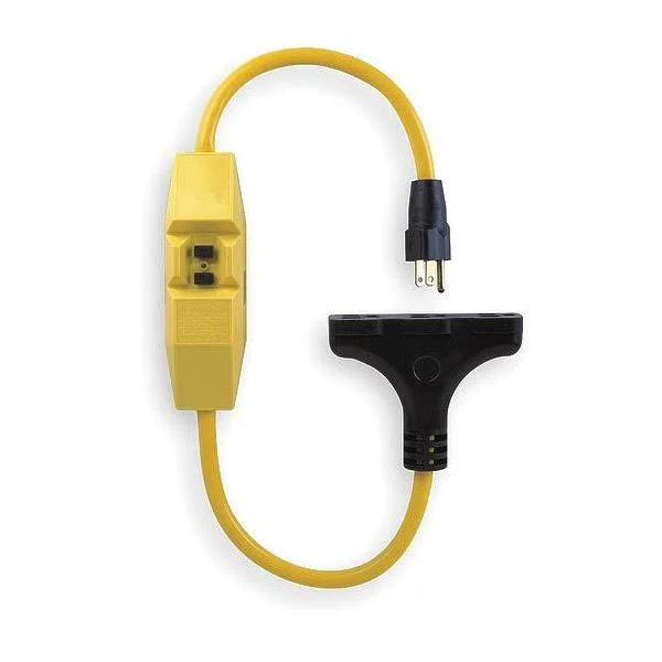 Power First 2XYR8 Line Cord GFCI - 2ft, 15A, Yel, 120V