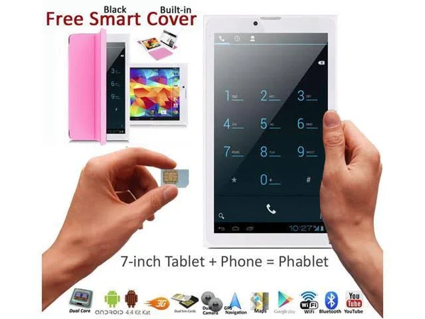 Indigi Unlocked! 7x22 Android 4.4 3G 2SIM Tablet & Phone w/ Built-in SmartCover & Bluetooth Included