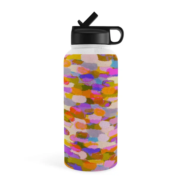 Alisa Galitsyna Colorful Brush Strokes 32 oz Water Bottle with Straw Lid - Society6
