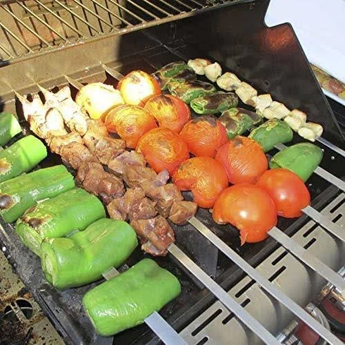 Goutime 23 x 5/8 inch Stainless Steel Shish Kabob Skewers with Bag - Set of 6