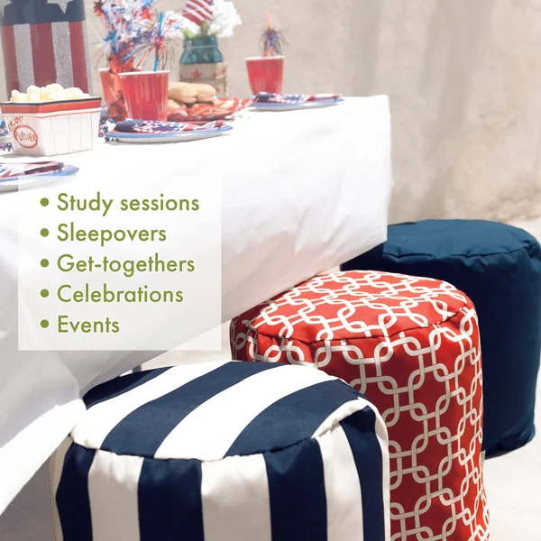 Majestic Home Goods Outdoor Teal Navajo Small Pouf