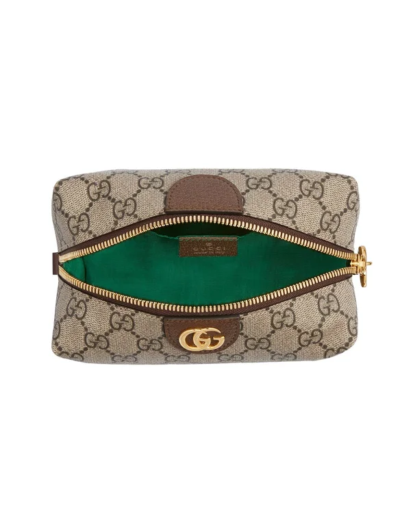 Gucci Ophidia Small GG Supreme Cosmetics Clutch Bag Brown