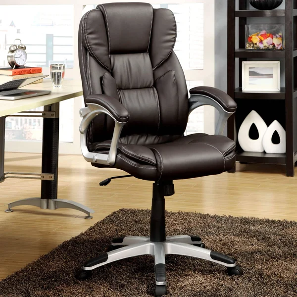 A Line Furniture Plush Executive Dark Brown Swivel Adjustable Office Chair