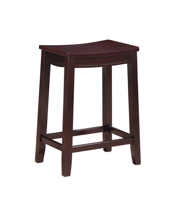 Traditional Style Wooden Counter Stool with Saddle SEAT, Brown