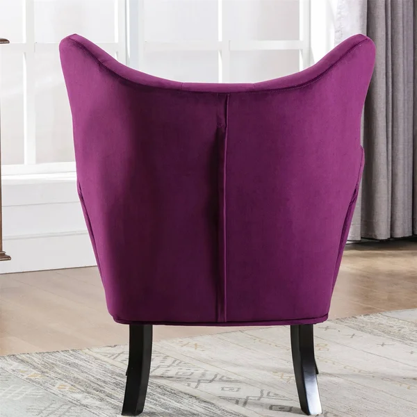 Vanity Chair with Wooden Legs for Living Room Bedroom - Teal Blue