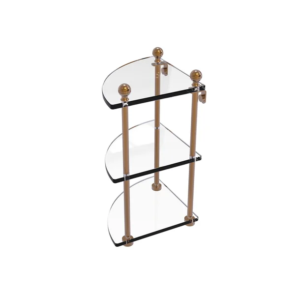 Allied Brass MA-6 Mambo Collection 3 Tier Corner Glass Shelf, Satin Chrome