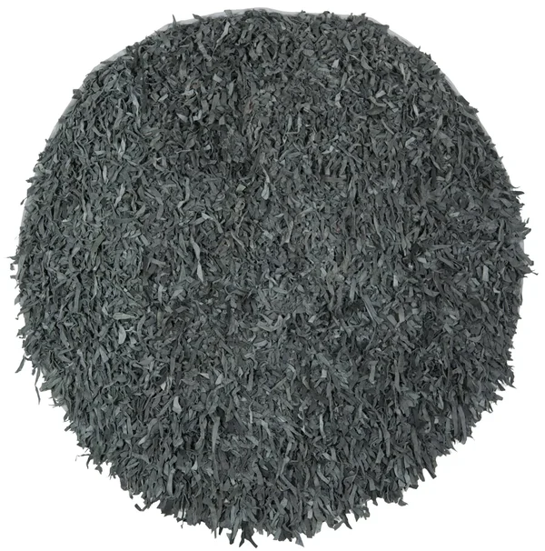 Safavieh Leather Shag Grey 6& x 6& Round Rug