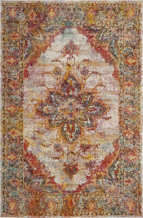 Safavieh CRS508V Crystal Cream, Rose Area Rug - 7& x 7& Round