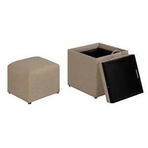Park Avenue Single Ottoman with Stool Tan Fabric - Breighton Home