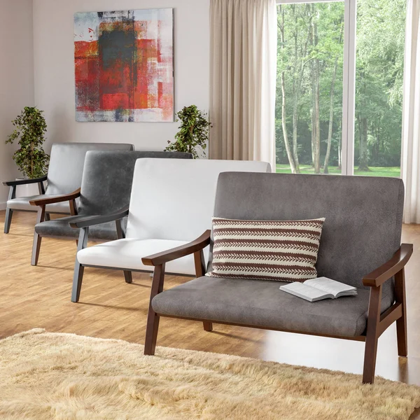 Furniture of America Balf Contemporary Faux Leather Loveseat Bench - Dark Grey