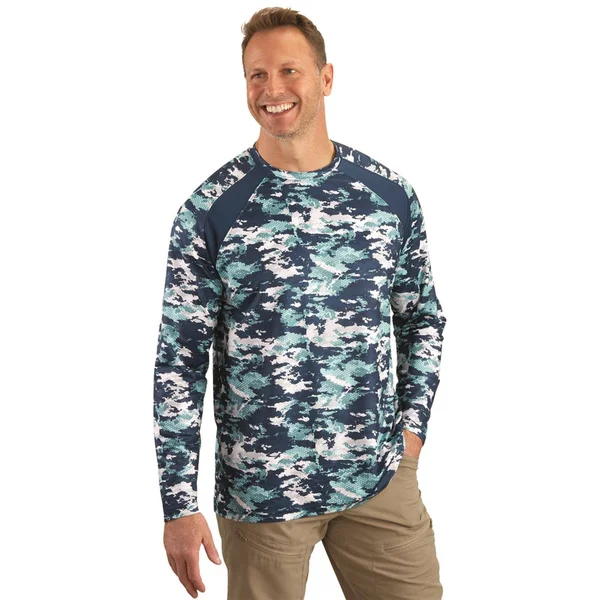 Guide Gear Men's Performance Cooling Long Sleeve Shirt, Male, Medium, Wave Camo Magnet Gray