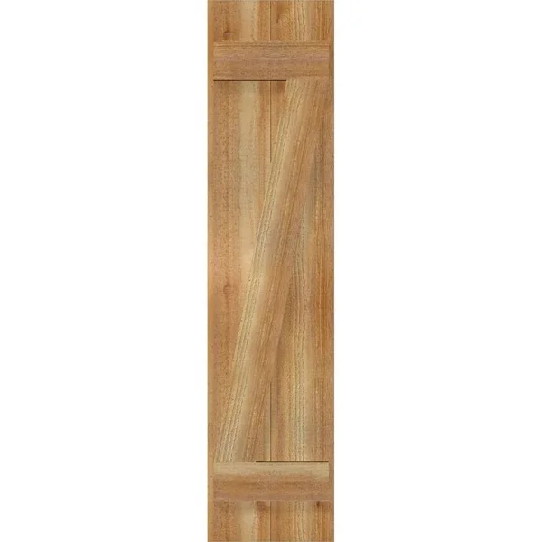 10 3/4x22W x 46x22H TimberCraft Two 5 3/8x22 Boards Joined Board-n-Batten Shutters w/Z-Bar, Rough Sawn Western Red Cedar (Per Pa