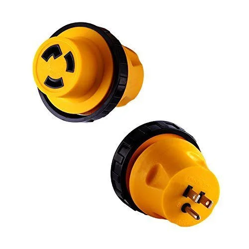 New RV Locking Power Cord Plug Adapter 15 Amp Male to 30 Amp Female