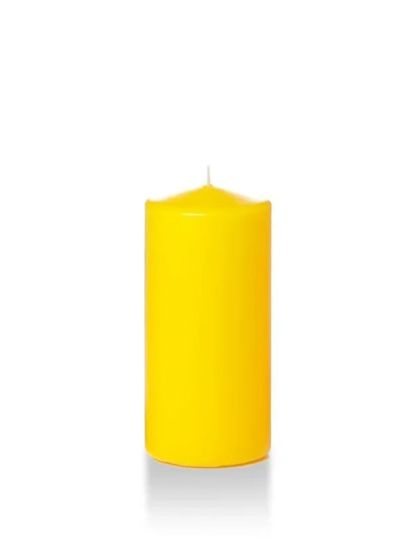 Set of 12 - Wholesale Pillar Candles - Bright Yellow - 3x22x6x22