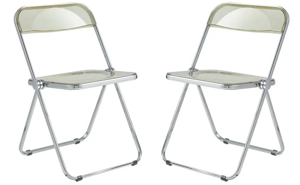 LeisureMod Lawrence Acrylic Folding Chair with Metal Frame Amber - Set of 2